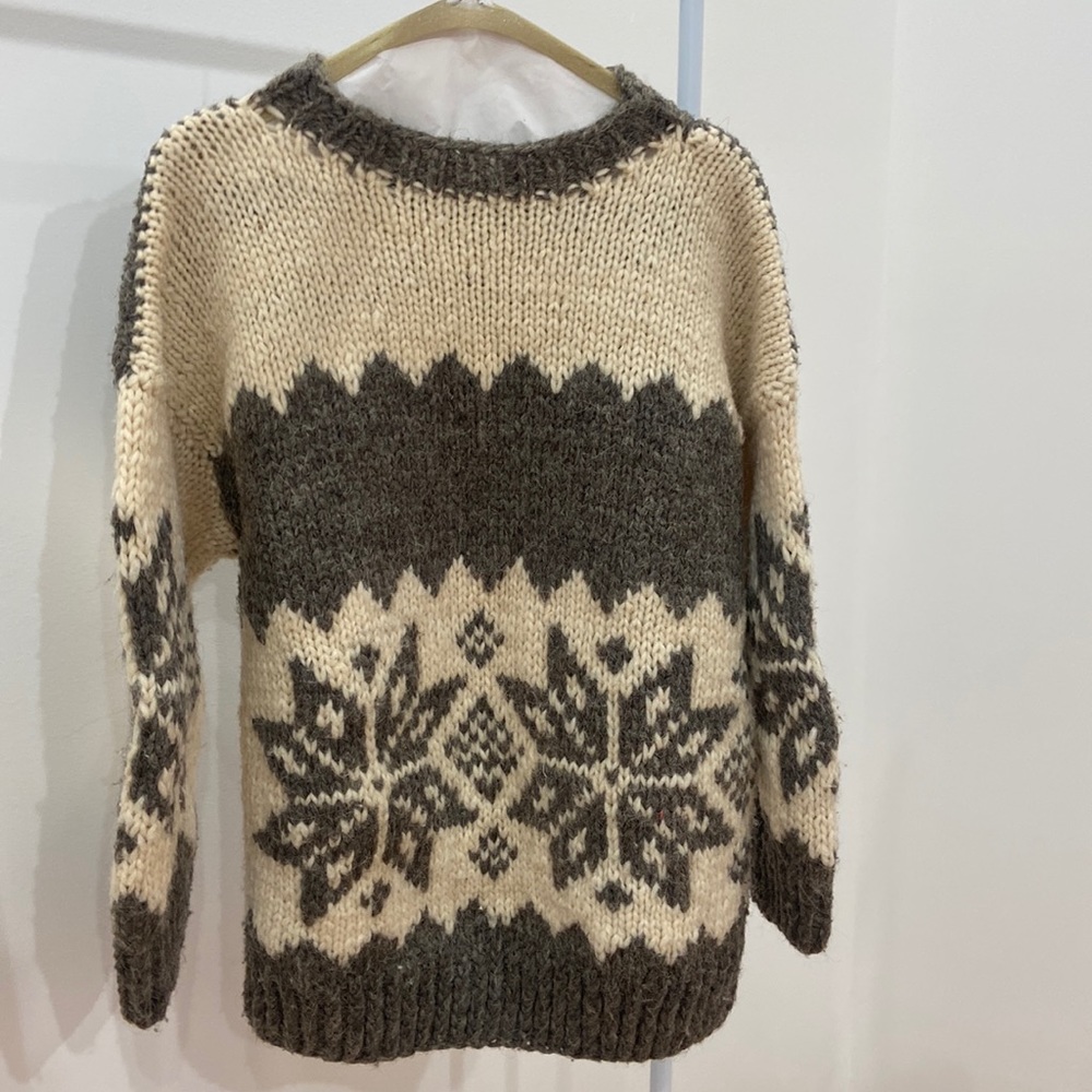 Festive Wool Vintage Unisex Fall or Winter Sweater Handmade in Hungary